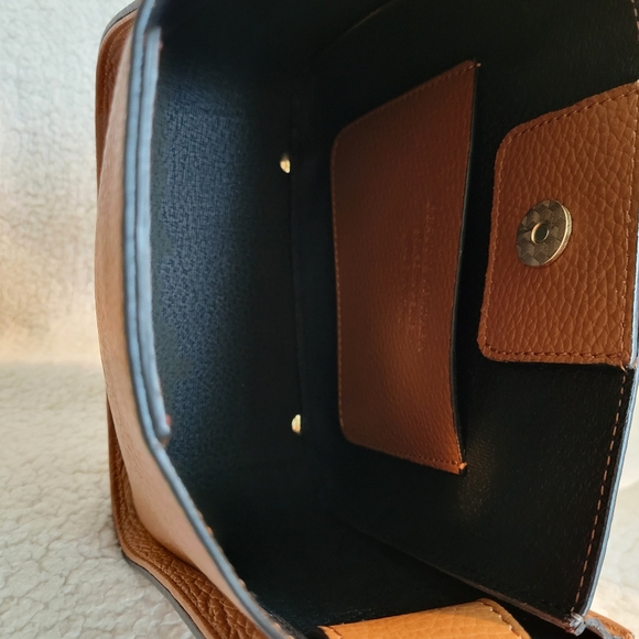 New! Italian Borse in Pelle Crossbody Brown Pebble Leather Bag - Picture 5 of 7